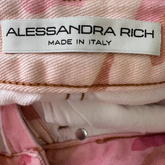 Alessandra Rich Cargo Jeans Womens 24 Pink Camo Cotton Gabardine Pants $825 READ - Picture 5 of 15